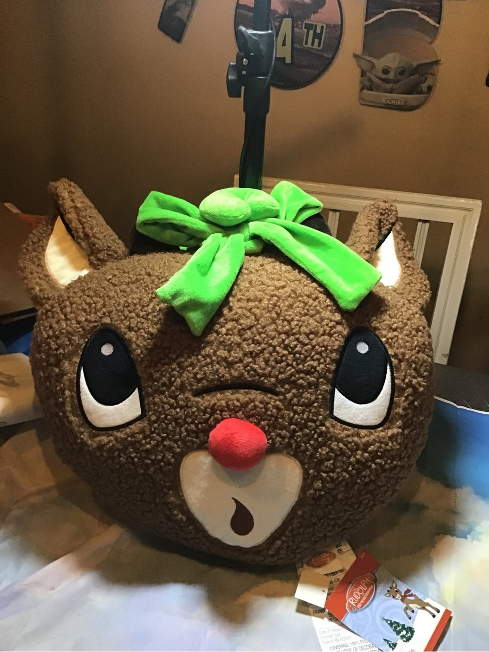 Rudolph the red nosed reindeer plush cushion pillow -New